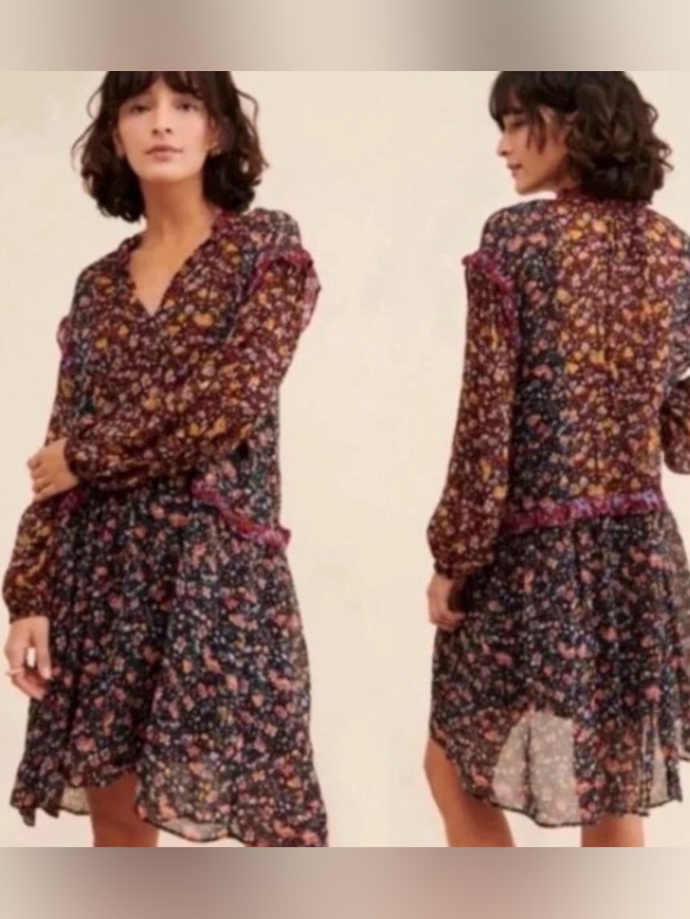 Anthropologie Helene Sheer Floral Tunic Dress, Size 2X